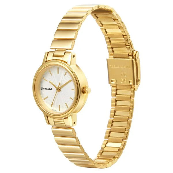 Sonata Essentials White Dial Women Watch 8096YM07 - KRISHNA WATCH COMPANY