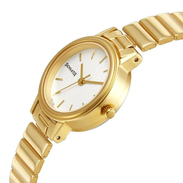 Sonata Essentials White Dial Women Watch 8096YM07 - KRISHNA WATCH COMPANY