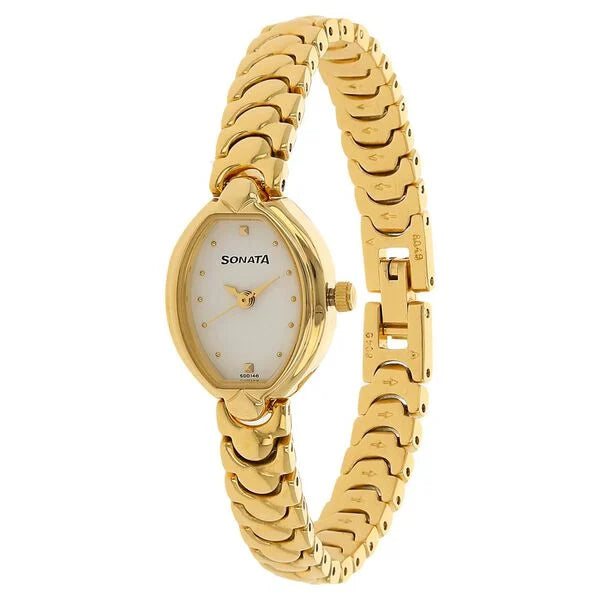 Sonata Quartz Analog White Dial Watch for Women - 8107YM01 - KRISHNA WATCH COMPANY
