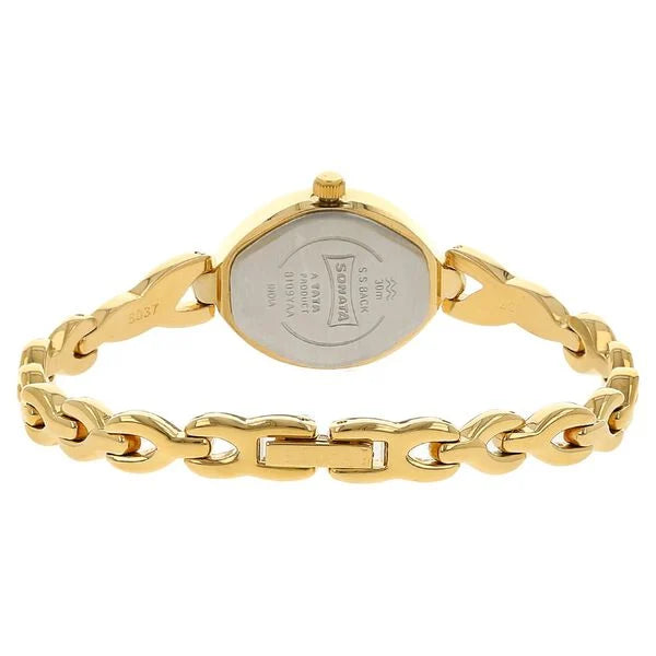 White Dial Golden Metal Strap Watch - 8109YM01 - KRISHNA WATCH COMPANY