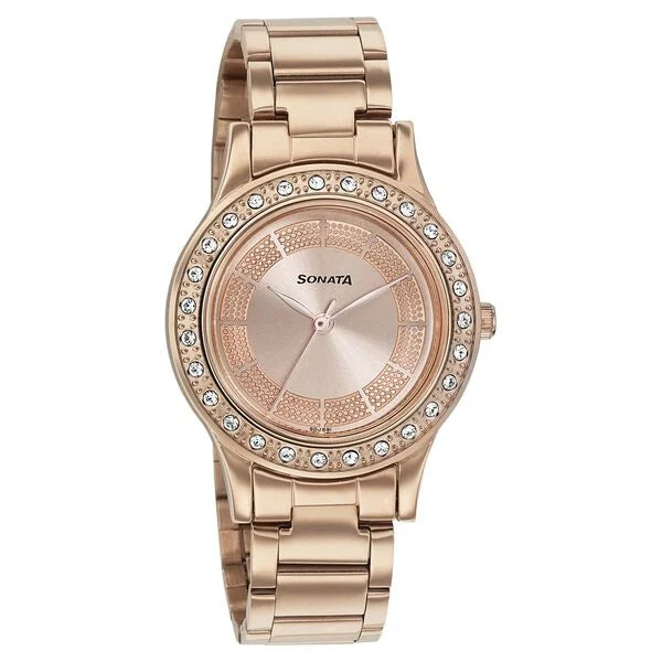 Sonata Blush It Up Rose Gold Dial Women Watch 8123wm03 - KRISHNA WATCH COMPANY
