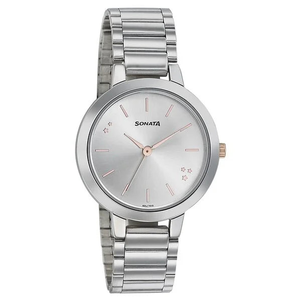 Sonata Play Silver Dial Women Watch 8141km02 - KRISHNA WATCH COMPANY