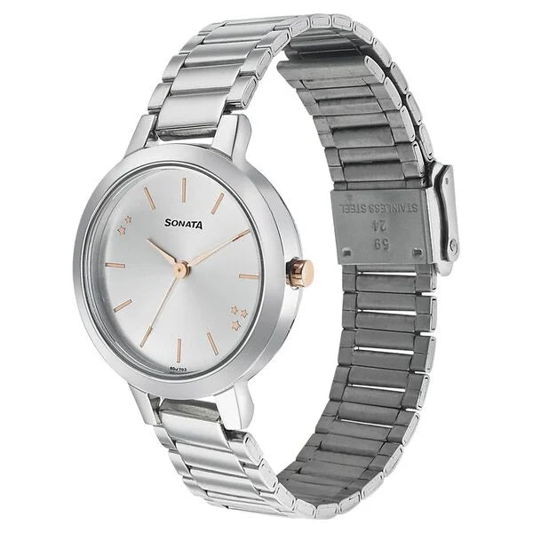 Sonata Play Silver Dial Women Watch 8141km02 - KRISHNA WATCH COMPANY