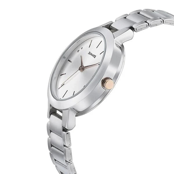 Sonata Play Silver Dial Women Watch 8141km02 - KRISHNA WATCH COMPANY