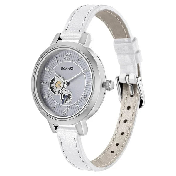 Sonata Unveil Blue Dial Women Watch With Leather Strap - 8141SL04 - KRISHNA WATCH COMPANY