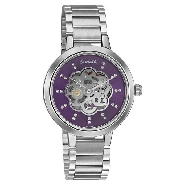 Sonata Unveil Quartz Multifunction Purple Dial Watch for Women - 8141SM13 - KRISHNA WATCH COMPANY