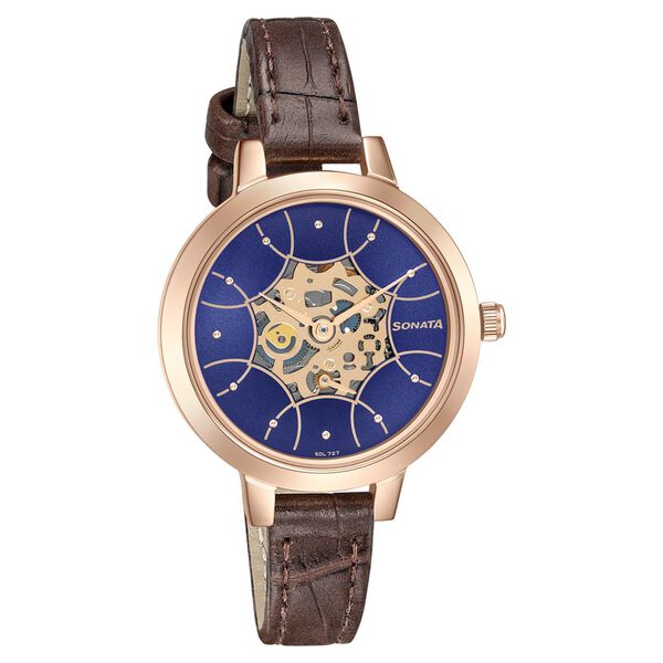 Sonata Unveil Quartz Multifunction Leather Strap Watch for Women 8141wl08 - KRISHNA WATCH COMPANY