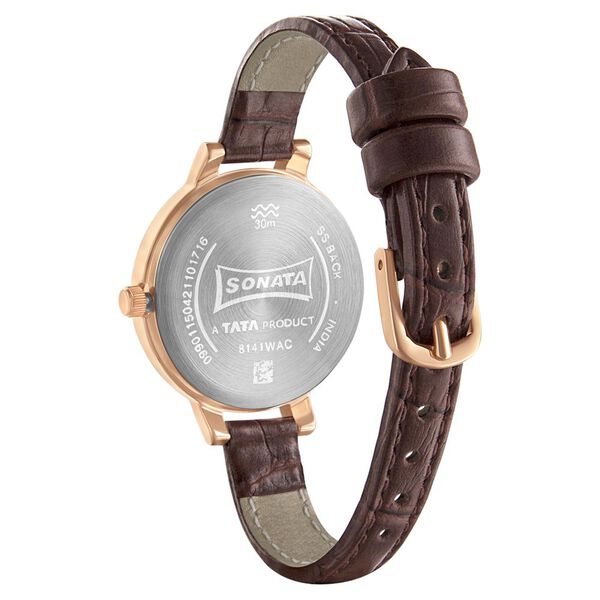 Sonata Unveil Quartz Multifunction Leather Strap Watch for Women 8141wl08 - KRISHNA WATCH COMPANY