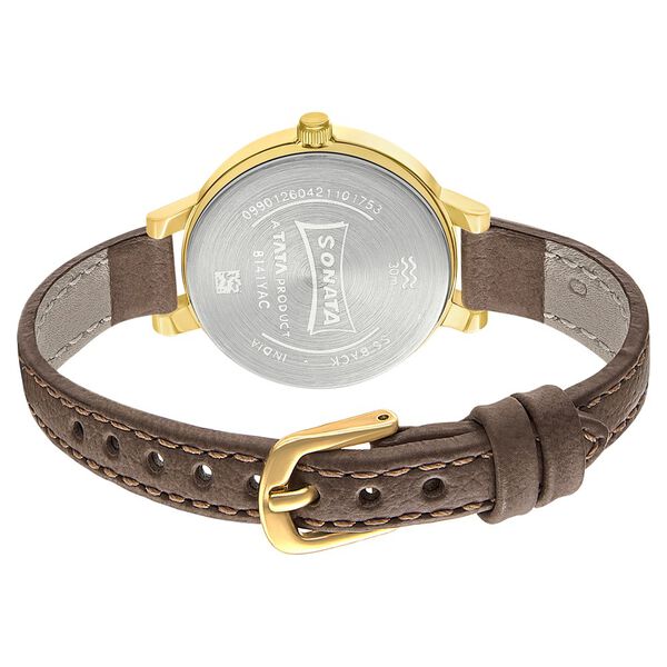 Sonata Unveil Quartz Multifunction Leather Strap Watch for Women 8141yl02 - KRISHNA WATCH COMPANY