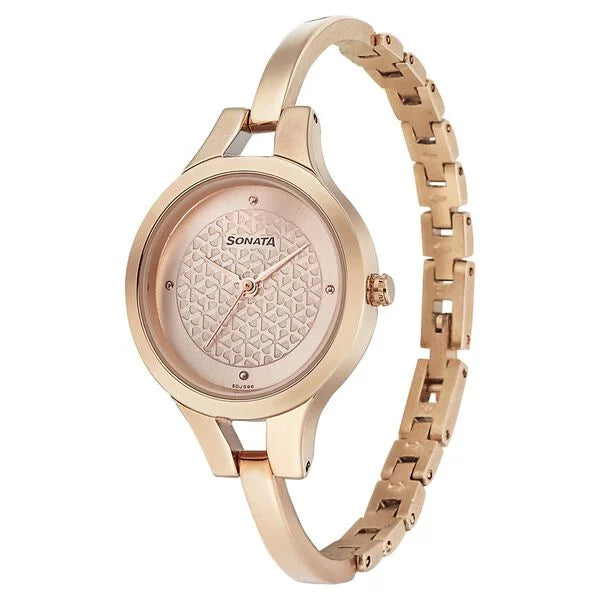 Sonata Mission Mangal Rose Gold Dial Women Watch With Stainless Steel Strap ns8151wm05 / 8151wm05 - KRISHNA WATCH COMPANY