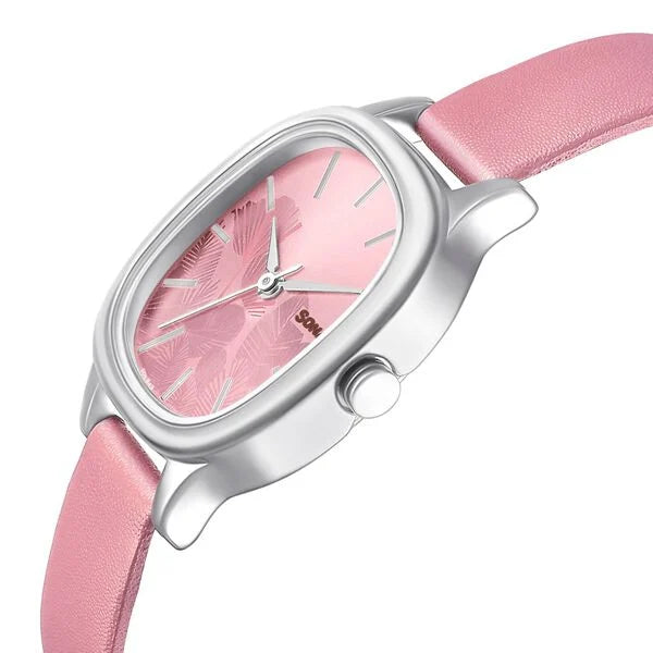 Sonata Linnea Pink Dial Women Watch With Leather Strap - 8173SL01 - KRISHNA WATCH COMPANY