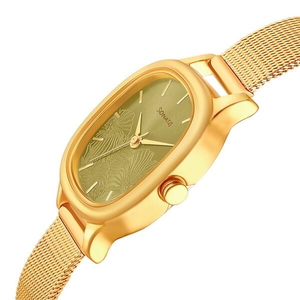 Sonata Linnea Green Dial Women Watch With Stainless Steel Strap 8173YM02 - KRISHNA WATCH COMPANY