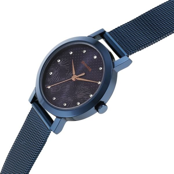 Sonata Quartz Analog Blue Stainless Steel Strap for Women - 8174QM01 - KRISHNA WATCH COMPANY