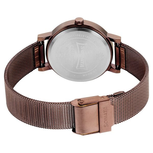 Sonata Quartz Analog Brown Stainless Steel Strap for Women 8174QM02 - KRISHNA WATCH COMPANY