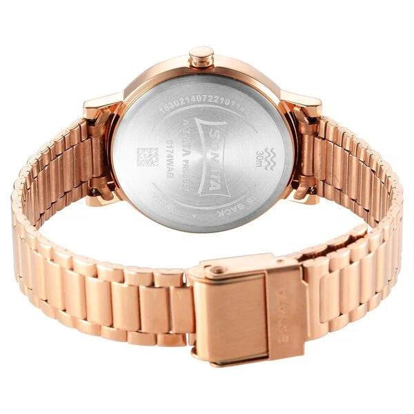 Sonata Ladies Essentials Pink Dial Stainless Steel Strap Watch for Women 8174WM03 - KRISHNA WATCH COMPANY