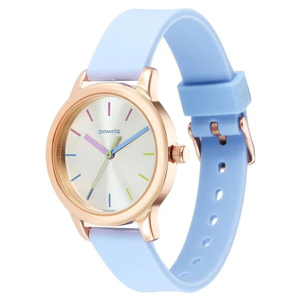 Sonata Splash Silver Dial Women Watch With Plastic Strap - 8178WP01 - KRISHNA WATCH COMPANY