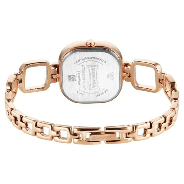 Sonata Wedding Quartz Analog Pink Dial Metal Strap Watch for Women ns8186wm01 / 8186wm01 - KRISHNA WATCH COMPANY