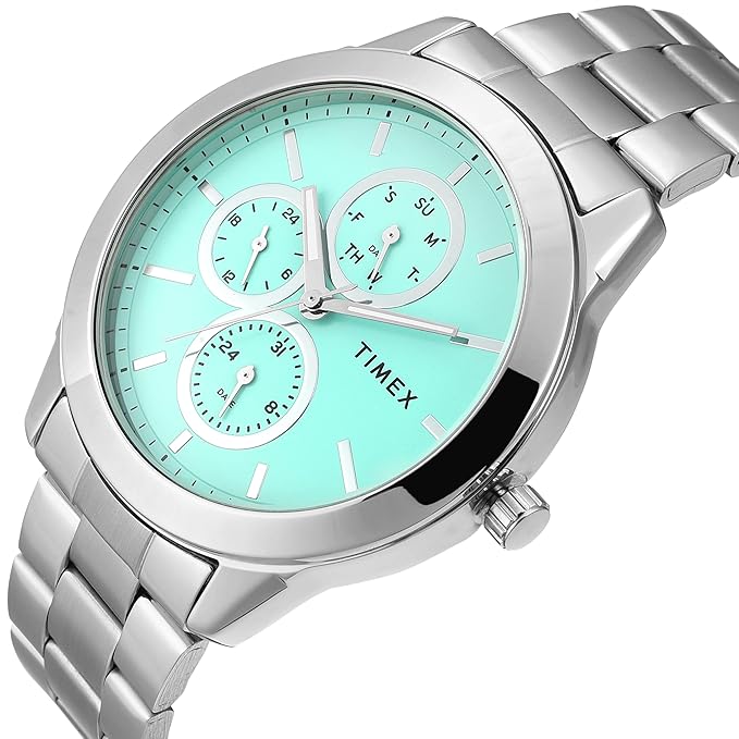 Timex Full Appliques Tiffany Blue dial Men's Watch - TWEG18520 - KRISHNA WATCH COMPANY