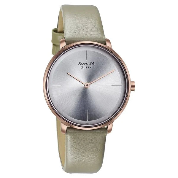 Sonata Sleek Quartz Analog Silver Dial Grey Watch for Women - 8191QL01 - KRISHNA WATCH COMPANY