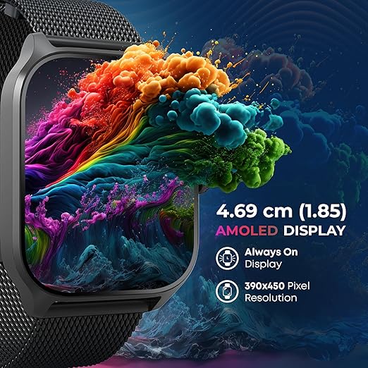 Titan Zeal with 4.69 cm AMOLED Display with AOD, Functional Crown, BT Calling, Smartwatch with Rose Gold Mesh Strap 90196am03 - KRISHNA WATCH COMPANY