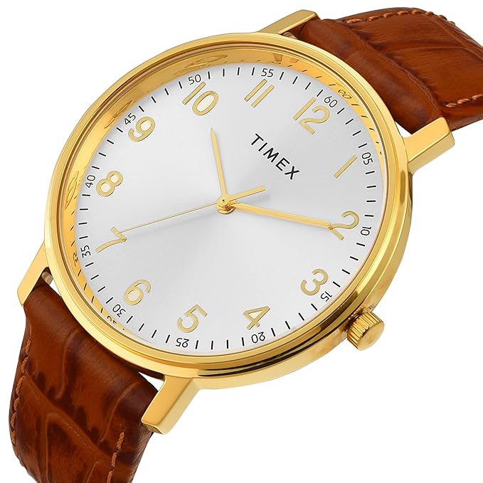 Timex Arabic Silver Dial Tan Croco leather Strap Men's Watch - TW0TG8026 - KRISHNA WATCH COMPANY