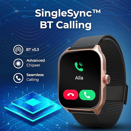 Titan Zeal with 4.69 cm AMOLED Display with AOD, Functional Crown, BT Calling, Smartwatch with Rose Gold Mesh Strap 90196am03 - KRISHNA WATCH COMPANY