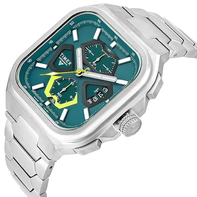 Timex Vector Square 46.2mm Green Dial Analog Men Watch - TWEG30902 - KRISHNA WATCH COMPANY