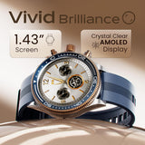 GOBOULT Saber Smart Watch 1.43'' AMOLED Display, Functional Rotating Bezel, AOD, BT Calling, 200+Watchfaces, 700 Nits Brightness, AI Voice Assistant, SpO2 Monitoring, 120+ Sports Mode (Blue)