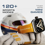 GOBOULT Mustang Muscle Smart Watch 2.01'' 3D Curved Display, Convertible Strap, Premium Metallic Crown, BT Calling, 600 Nits Brightness, AI Assistant, IP68 (Extra Starp, Black Fury)