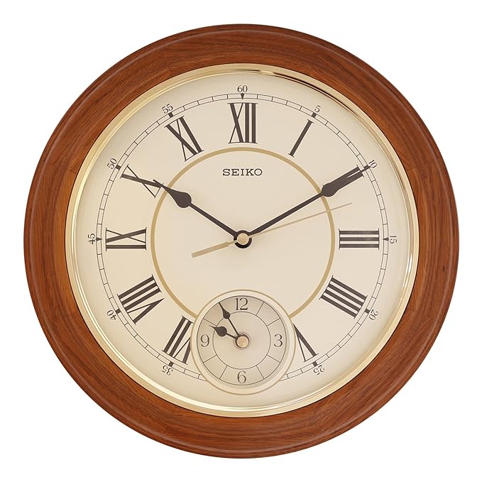 Seiko Wall Clock (30.2 cm x 30.2 cm x 4.5 cm, Brown) - QXA494B - KRISHNA WATCH COMPANY