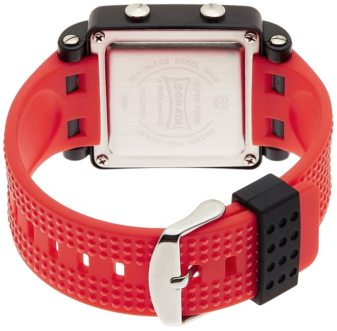 SF Digital Dial Red Plastic Strap Watch for Men 77043pp03 - KRISHNA WATCH COMPANY