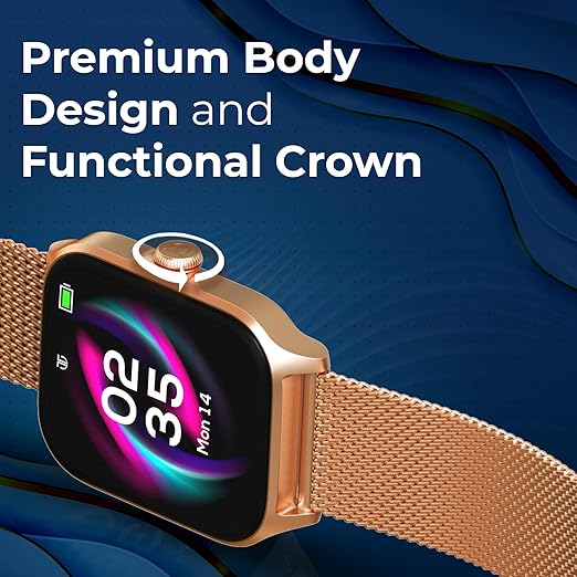 Titan Zeal with 4.69 cm AMOLED Display with AOD, Functional Crown, BT Calling, Smartwatch with Rose Gold Mesh Strap 90196am03 - KRISHNA WATCH COMPANY