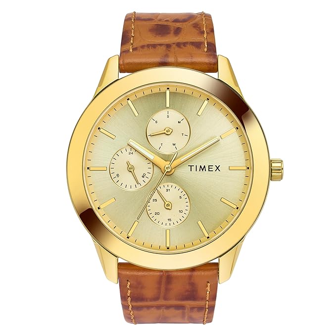 Timex Champ Dial Brown Croco leather Strap Men's Watch - TWEG18521 - KRISHNA WATCH COMPANY