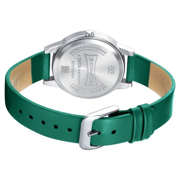 Sonata Splash White Dial Women Watch With Leather Strap 87019sl17 - KRISHNA WATCH COMPANY