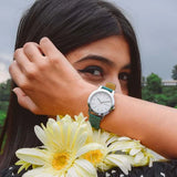 Sonata Splash White Dial Women Watch With Leather Strap 87019sl17