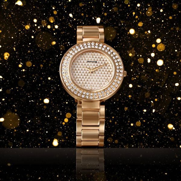 Sonata Blush It Up Rose Gold Dial Women Watch With Stainless Steel Strap ns87033wm01 / 87033wm01 - KRISHNA WATCH COMPANY