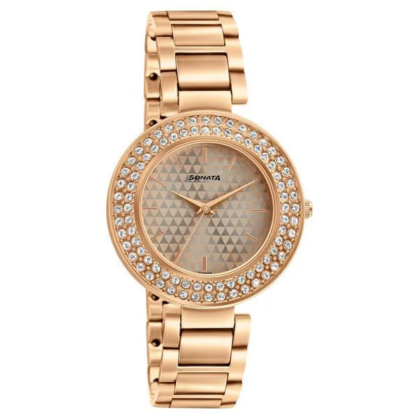 Sonata Blush It Up Rose Gold Dial Women Watch With Stainless Steel Strap ns87033wm01 / 87033wm01 - KRISHNA WATCH COMPANY