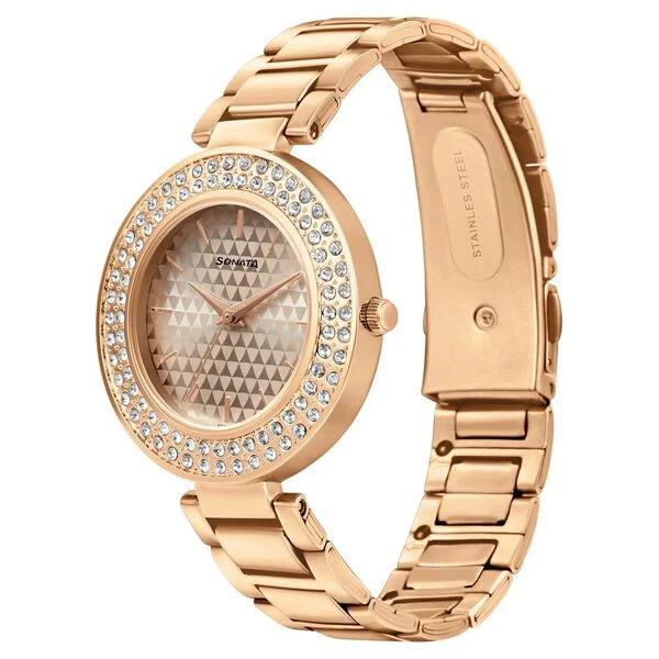 Sonata Blush It Up Rose Gold Dial Women Watch With Stainless Steel Strap ns87033wm01 / 87033wm01 - KRISHNA WATCH COMPANY