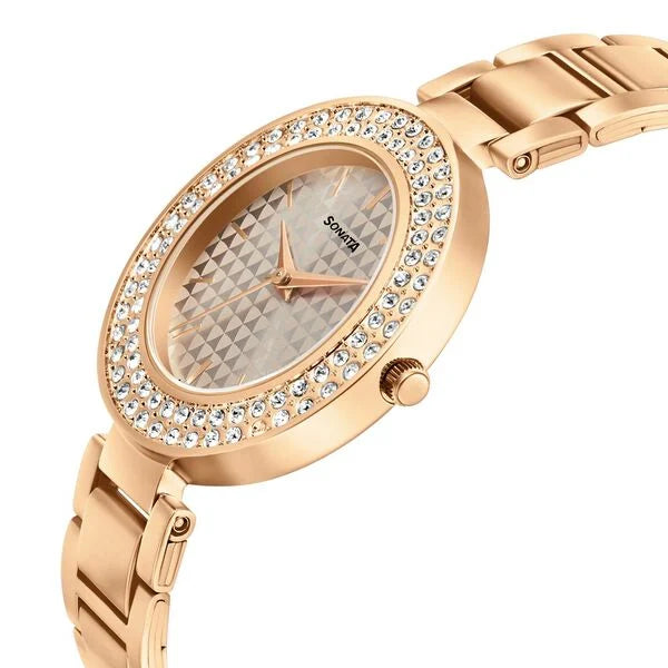 Sonata Blush It Up Rose Gold Dial Women Watch With Stainless Steel Strap ns87033wm01 / 87033wm01 - KRISHNA WATCH COMPANY
