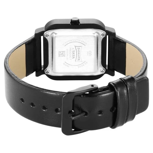 Sonata Pop Black Dial Women Watch With Leather Strap 87037pl05w - KRISHNA WATCH COMPANY