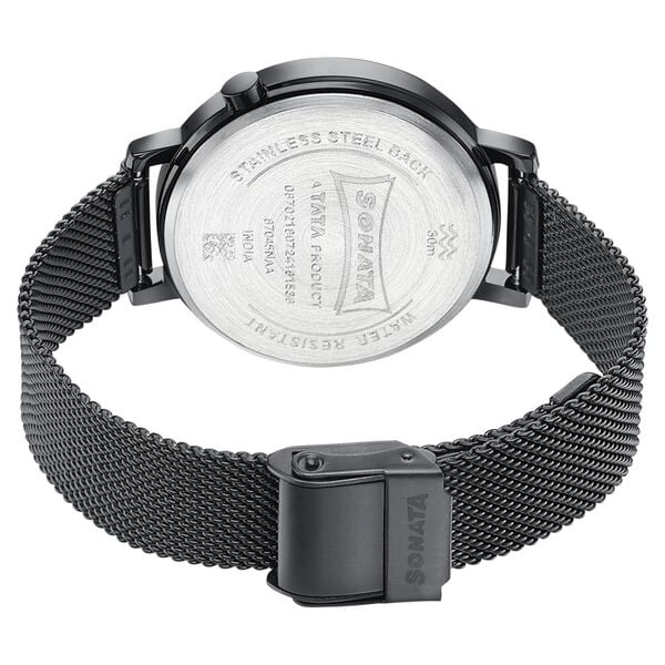 Sonata Elegent Essentials Quartz Analog Black Dial Stainless Steel Strap Watch For Women 87045nm01w - KRISHNA WATCH COMPANY