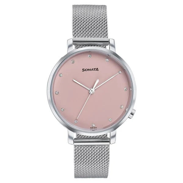Sonata Elegent Essentials Quartz Analog Watch For Women - 87045SM02W - KRISHNA WATCH COMPANY