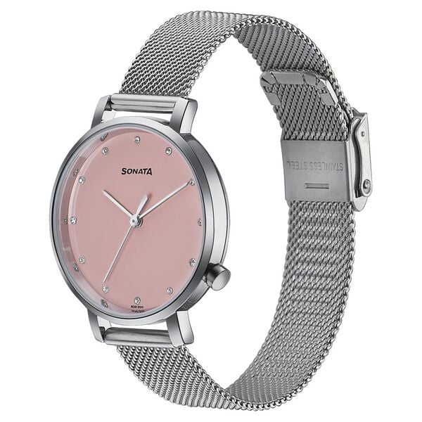 Sonata Elegent Essentials Quartz Analog Watch For Women - 87045SM02W - KRISHNA WATCH COMPANY
