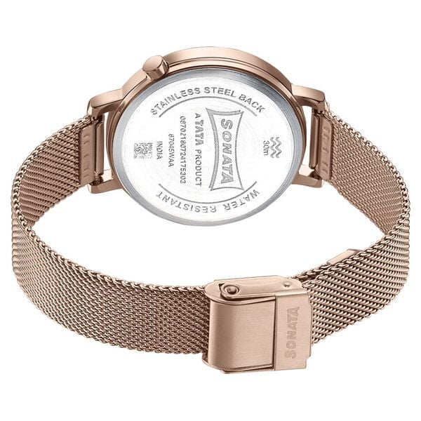 Sonata Elegent Essentials Quartz Analog White Dial Stainless Steel Strap Watch For Women 87045wm02w - KRISHNA WATCH COMPANY