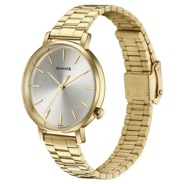 Sonata Elegent Essentials Quartz Watch For Women - 87045YM01W - KRISHNA WATCH COMPANY