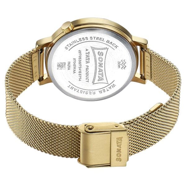 Sonata Elegent Essentials Quartz Analog White Dial Stainless Steel Strap Watch For Women 87045ym02w - KRISHNA WATCH COMPANY