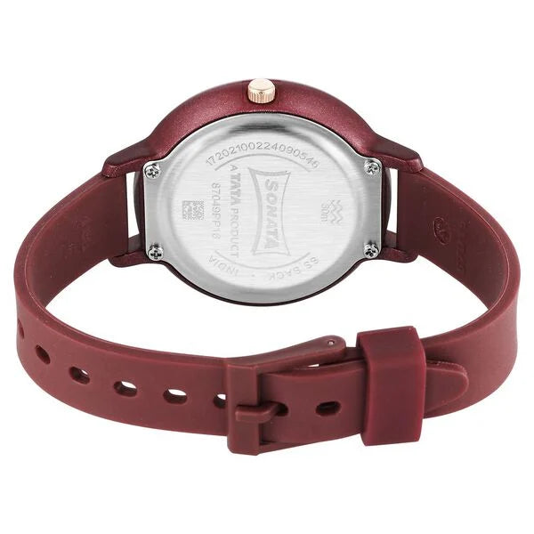 Sonata Splash Quartz Analog Maroon Dial Plastic Strap Watch for Women 87049pp16w - KRISHNA WATCH COMPANY