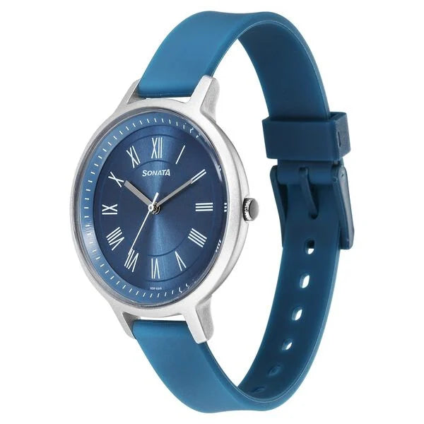 Sonata Splash Quartz Analog Blue Dial Plastic Strap Watch for Women 87049pp17w - KRISHNA WATCH COMPANY