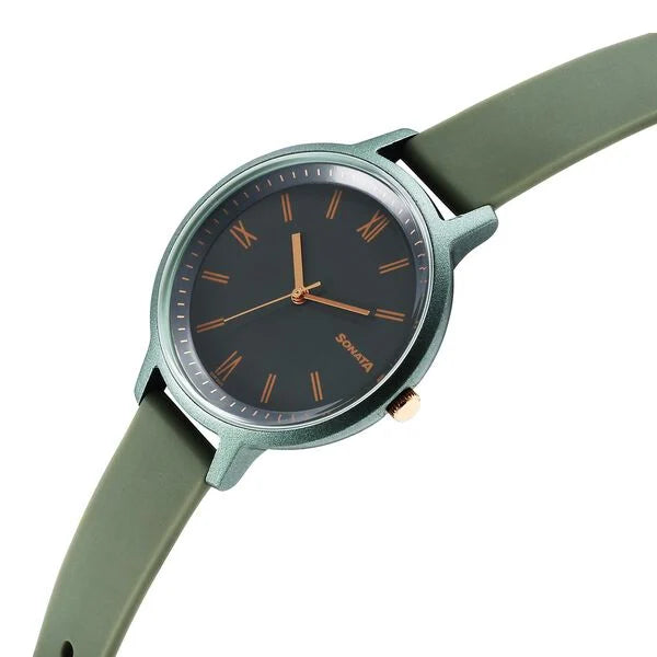 Sonata Splash Quartz Analog Grey Dial Plastic Strap Watch for Women - 87049PP18W - KRISHNA WATCH COMPANY