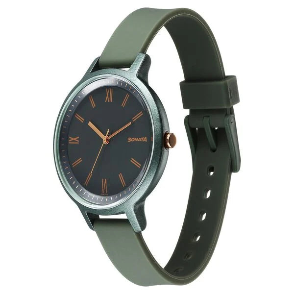 Sonata Splash Quartz Analog Grey Dial Plastic Strap Watch for Women - 87049PP18W - KRISHNA WATCH COMPANY